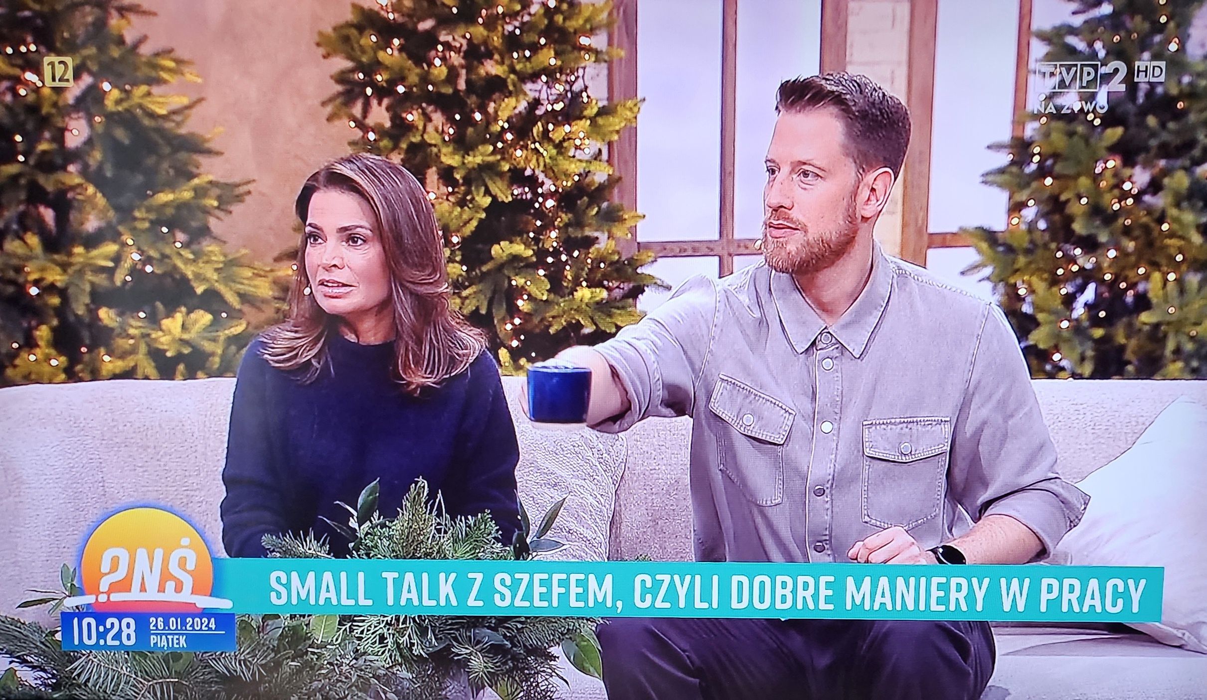 Small talk z szefem i w windzie w "Pytaniu na śniadanie". Był nawet mały "pokaz"