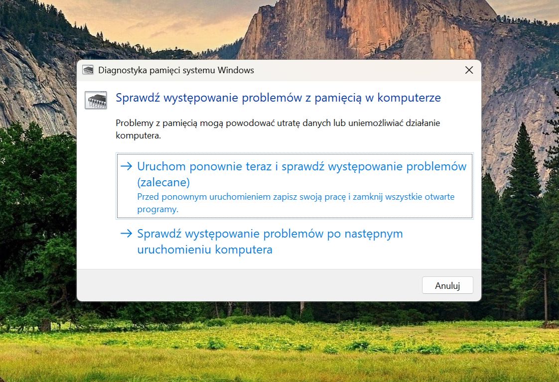 Jak uruchomić test pamięci RAM?