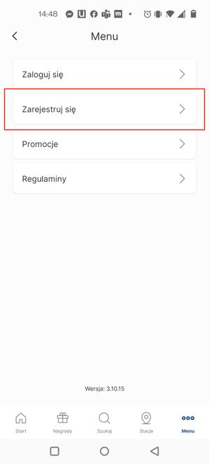 Lotos Navigator: wybieramy opcję Zarejestruj