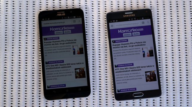 ZenFone 2 i Galaxy Note 4 - maksymalna jasność ekranów