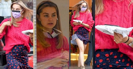 "Zamaseczkowana" Małgorzata Socha opuszcza butik z tajemniczym pakunkiem w ręku (ZDJĘCIA)
