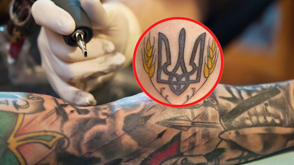 Ukraińcy robią sobie tatuaże z herbem kraju 