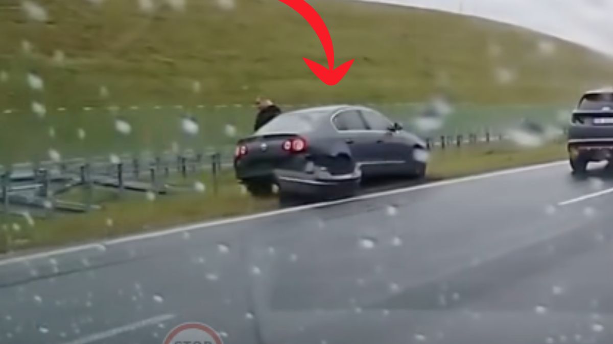 Kierowca zjechał na pas zieleni  