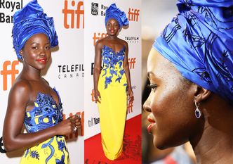 Lupita Nyong'o w niebieskim turbanie i biżuterii za... 2 MILIONY złotych!