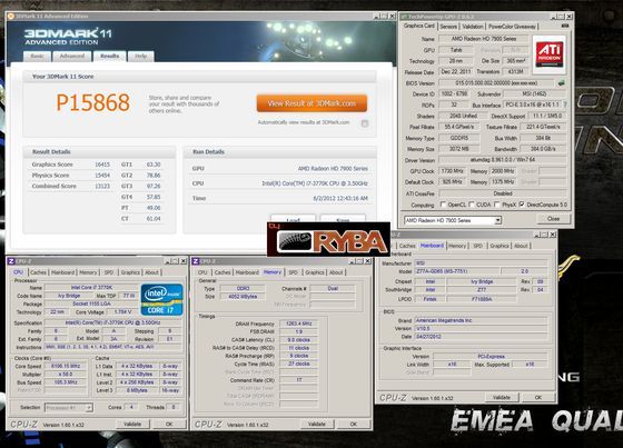 MSI Master Overclocking Arena 2012 EMEA Ryba 3DMark 11 wynik zrzut ekranu