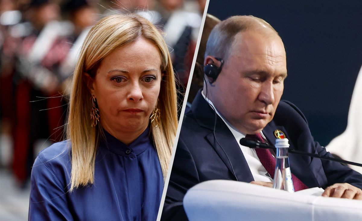 Giorgia Meloni i Władimir Putin