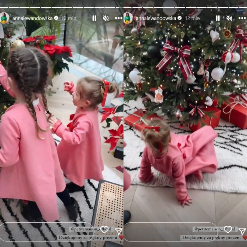 Anna i Robert Lewandowscy gotowi na Wigilię. Zapozowali z córkami przy choince 