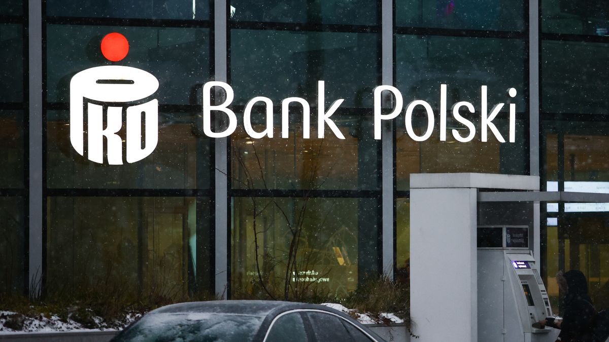PKO Bank Polski logo is seen in Warsaw, Poland on January 12, 2024. (Photo by Jakub Porzycki/NurPhoto via Getty Images)