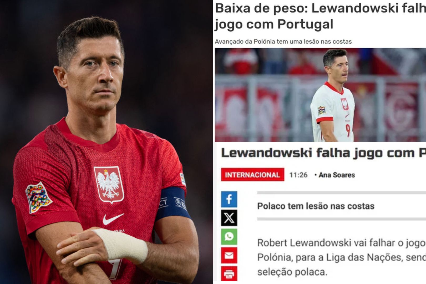 Portugalczycy wprost o kontuzji Lewandowskiego. "Kolejny raz"