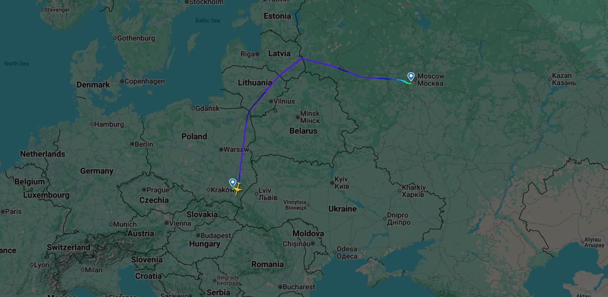 Trasa Boeinga C-32A o rej. 98-0002