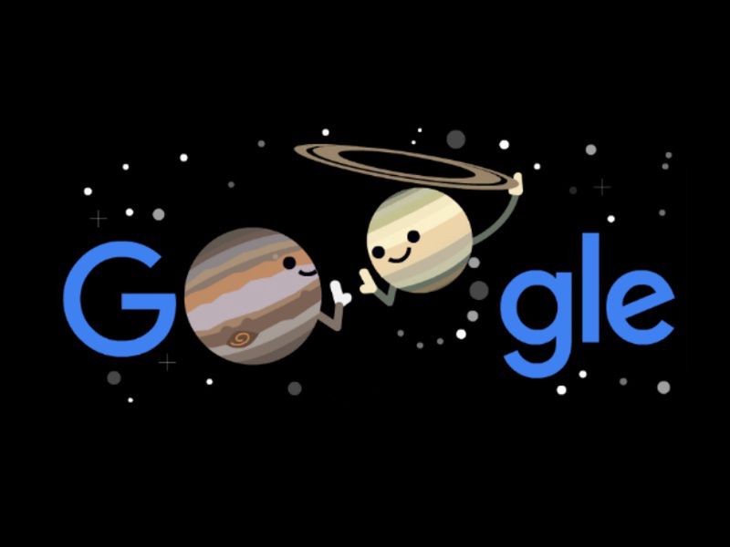 To dziś. Koniunkcja Saturna i Jowisza. Ostatnia była 400 lat temu - Koniunkcja Saturna i Jowisza na Google Doodle