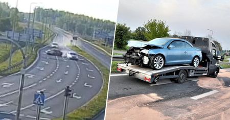 Pędził ulicami Legnicy. Finał brawurowej jazdy nagrała kamera