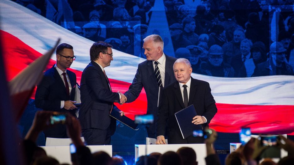 Rekonstrukcja rządu. Zjednoczona Prawica: Zbigniew Ziobro, Jarosław Gowin i Jarosław Kaczyński