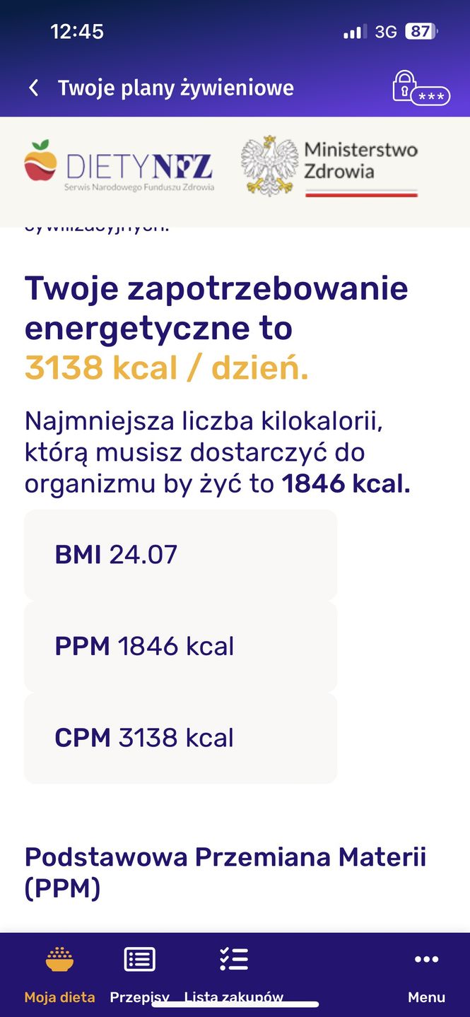 Diety NFZ - narzędzie w aplikacji mojeIKP na smartfonie.