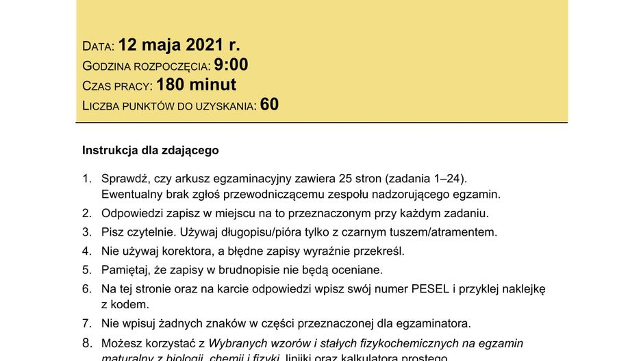 Matura 2021 z biologii 