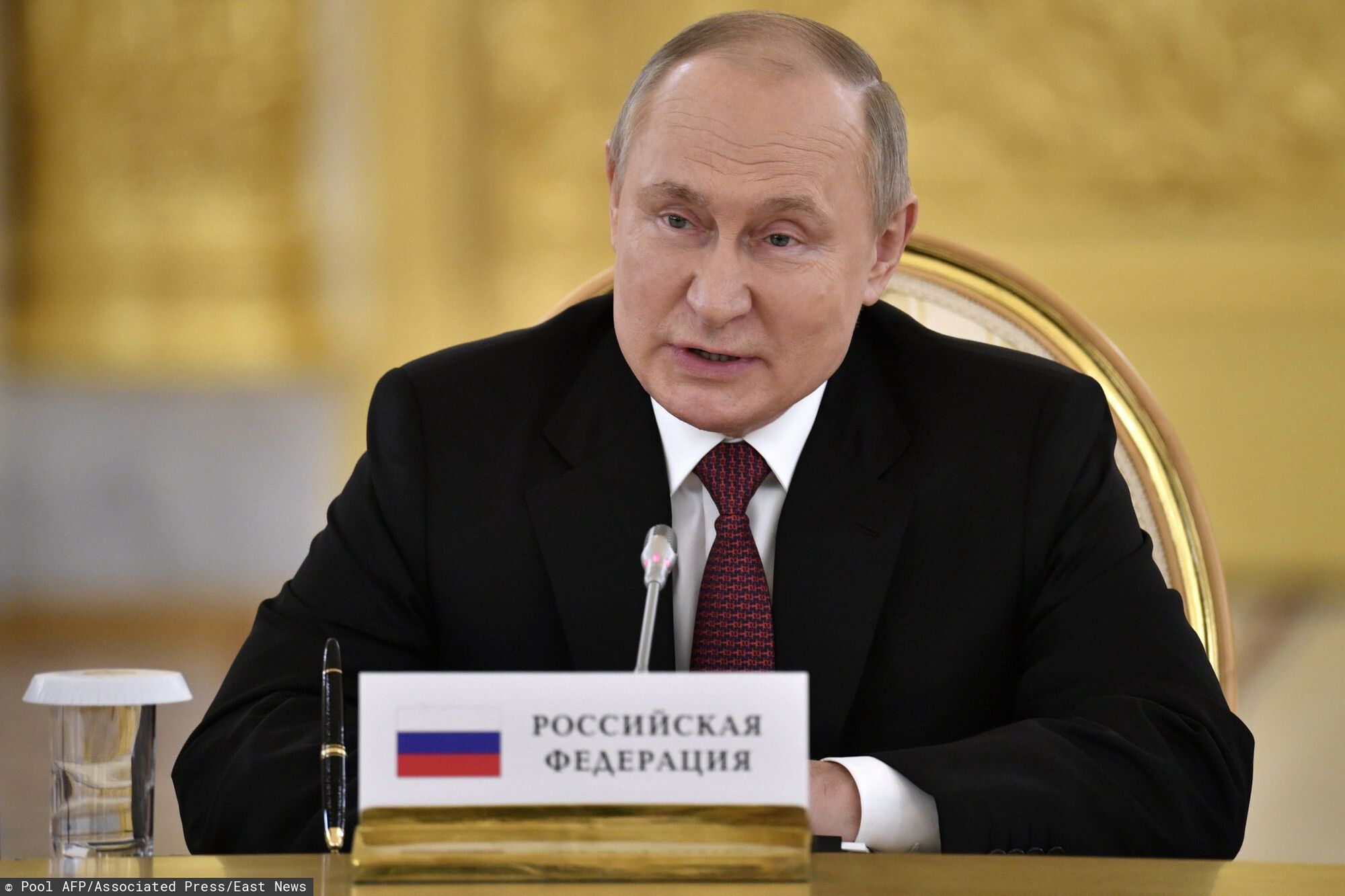 arch50Russian President Vladimir Putin addresses a meeting of the leaders of the Collective Security Treaty Organization (CSTO) at the Kremlin in Moscow, Russia, Monday, May 16, 2022. (Alexander Nemenov/Pool Photo via AP)Pool AFP