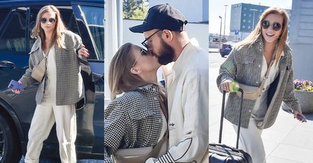 Agnieszka Kaczorowska czule żegna męża przed wylotem za granicę. Spotka się z hollywoodzkim aktorem (ZDJĘCIA)