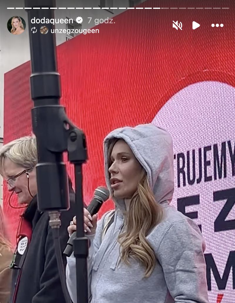 Doda podczas protestu