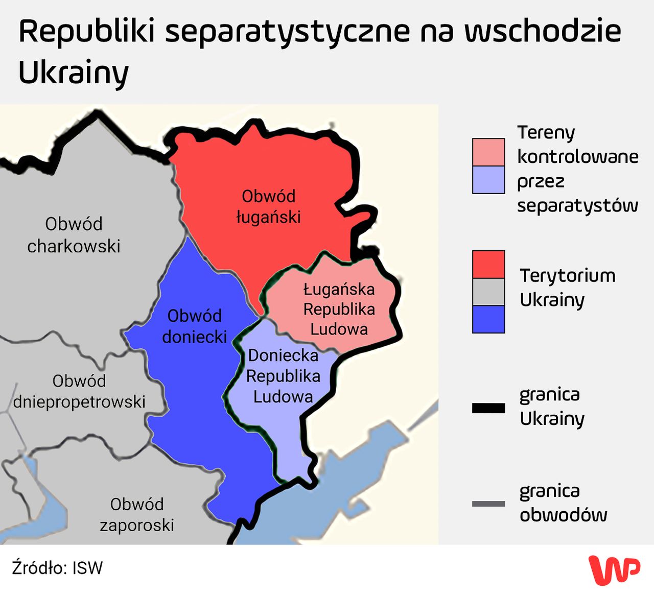 Tereny kontrolowane przez ukraińskich separatystów na Ukrainie