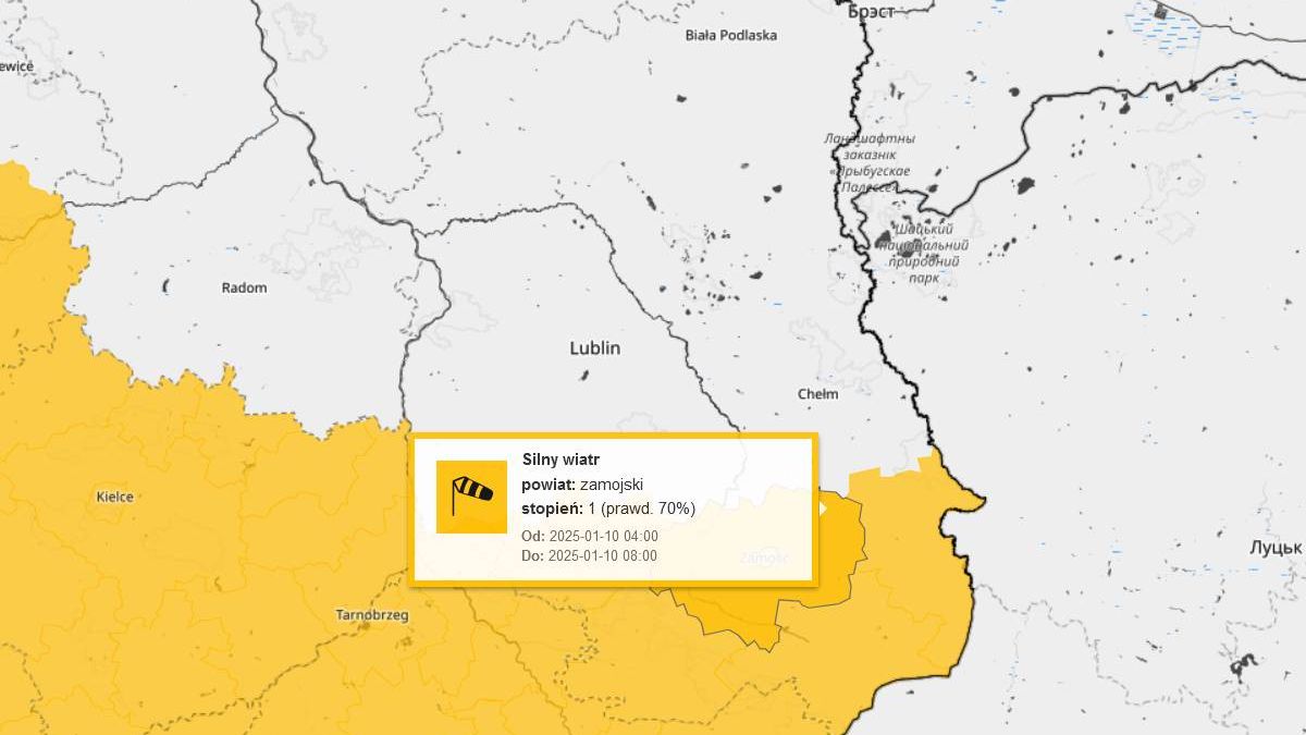 Ostrzeżenie IMGW przed silnym wiatrem w piątek, 10 stycznia 2025
