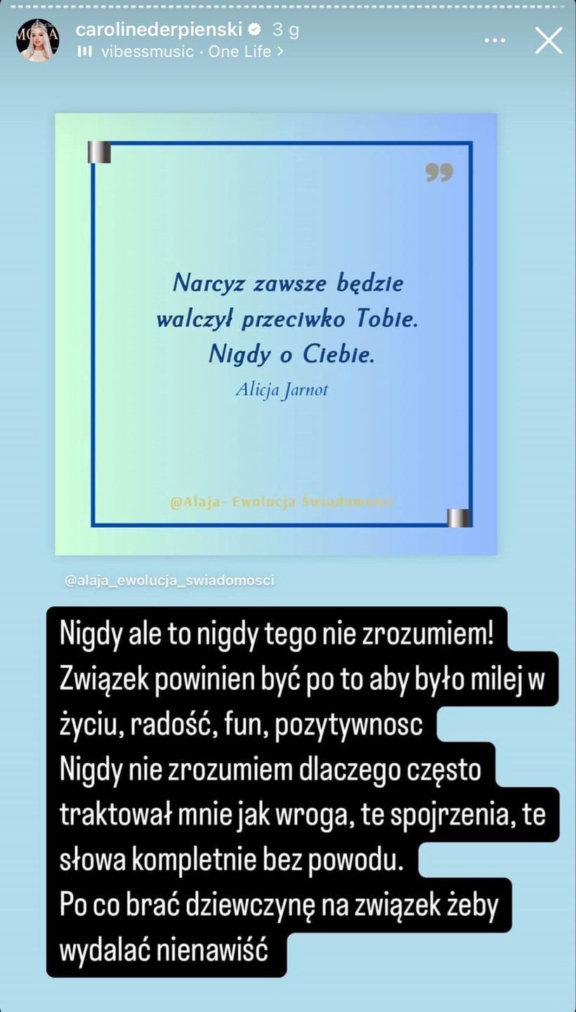 Derpienski publikuje kolejne posty o relacji z ekspartnerem