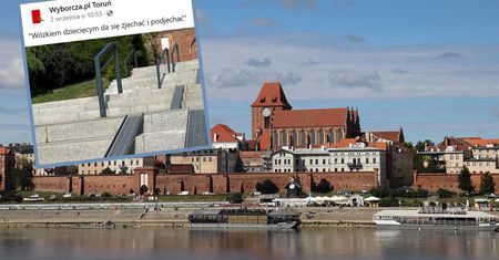 Burza wokół podjazdu dla wózków w Toruniu. "Absurd" i "żenada" - komentują mieszkańcy.
