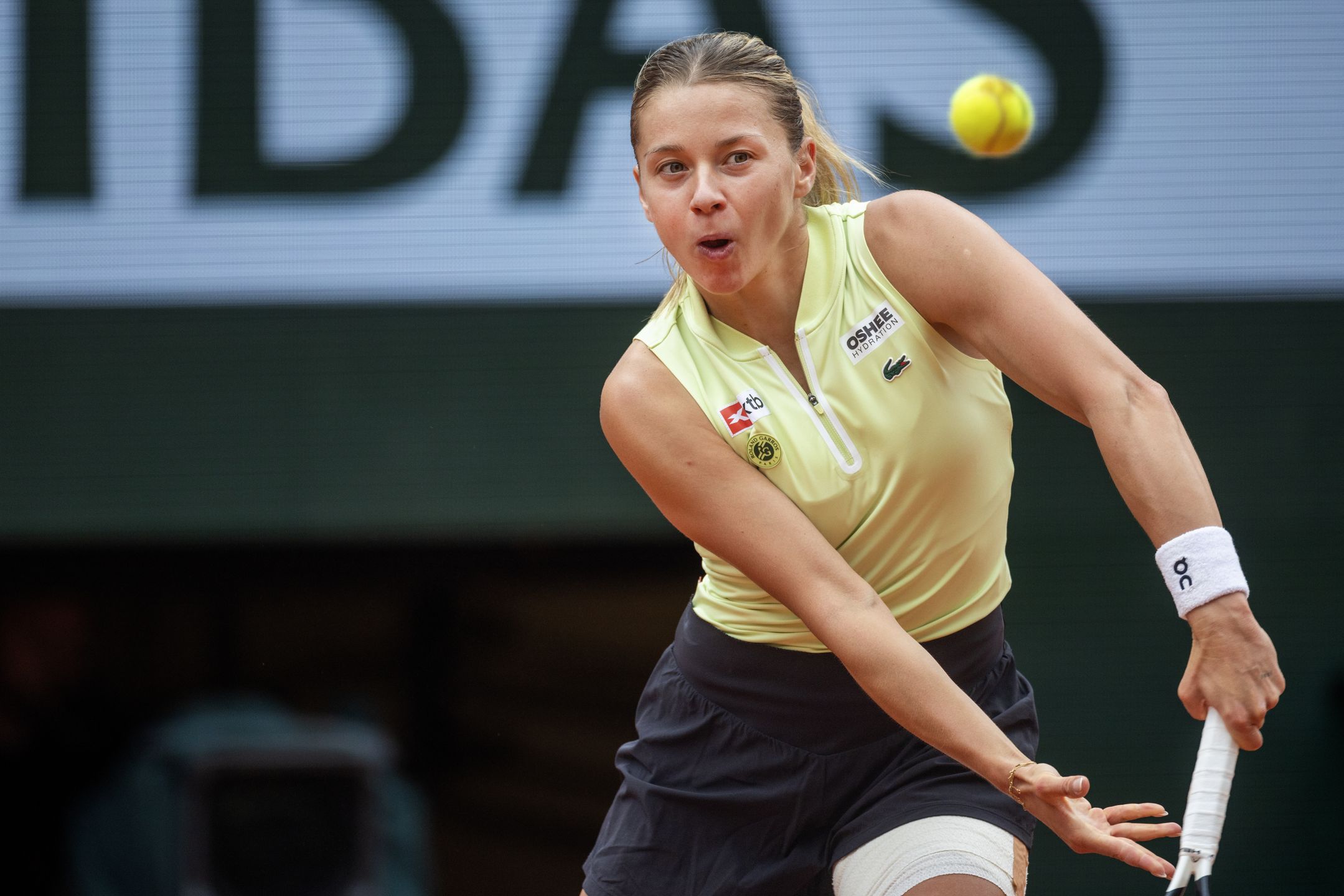 PARIS, FRANCE - JUNE 03: Maja Chwalinska of Poland during her match against Anna Kalinskaya on Court Philippe Chatrier in the Quarter-Final round of the singles competition at the 2026 French Open Tennis Tournament at Roland Garros on June 3rd, 2026, in Paris, France. (Photo by Tim Clayton/Getty Images)