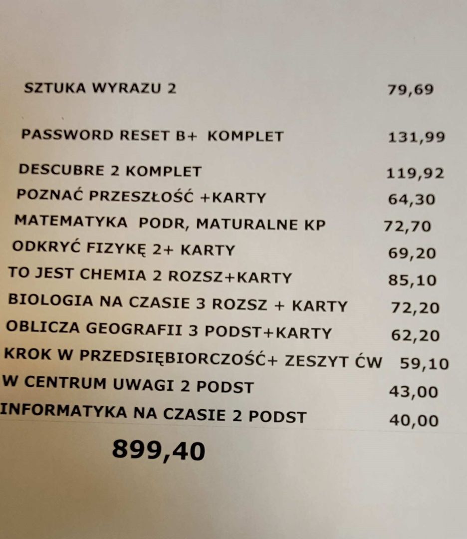 Czytelniczka WP Kobieta przysłała rozpiskę podręczników dla córki do drugiej klasy liceum 