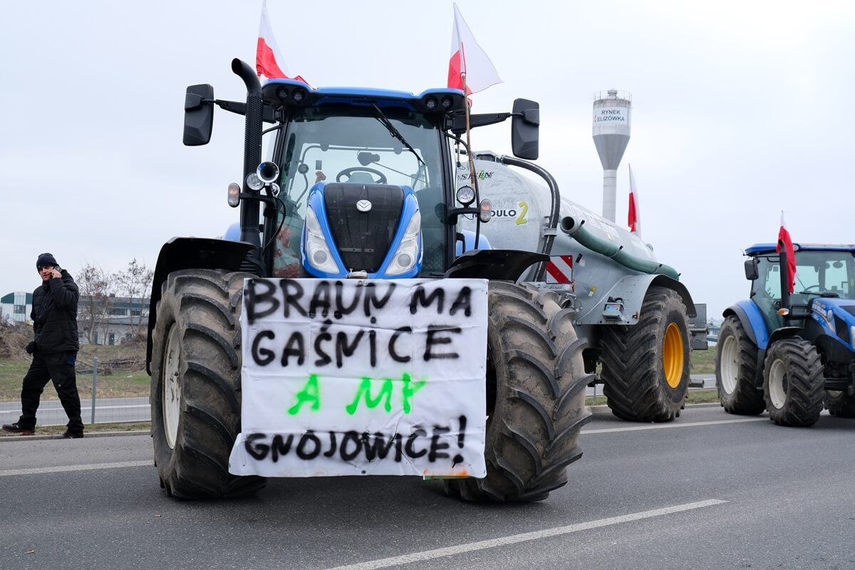 Protest rolników w Elizówce przy węźle Lublin Rudnik