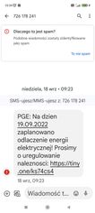 Fałszywy SMS o wyłączeniu energii elektrycznej