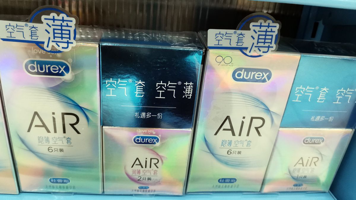 YICHANG, CHINA - JULY 15, 2021 - Condoms are sold at a supermarket in Yichang, central China's Hubei province, July 15, 2021. (Photo credit should read Costfoto/Barcroft Media via Getty Images)