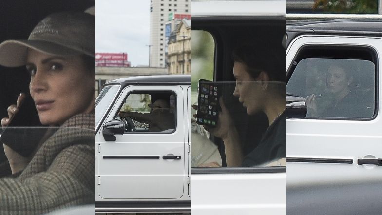 Sara Boruc gawędzi przez telefon za kierownicą