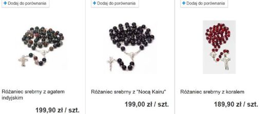 Różańce w księgarni Lux Veritatis 