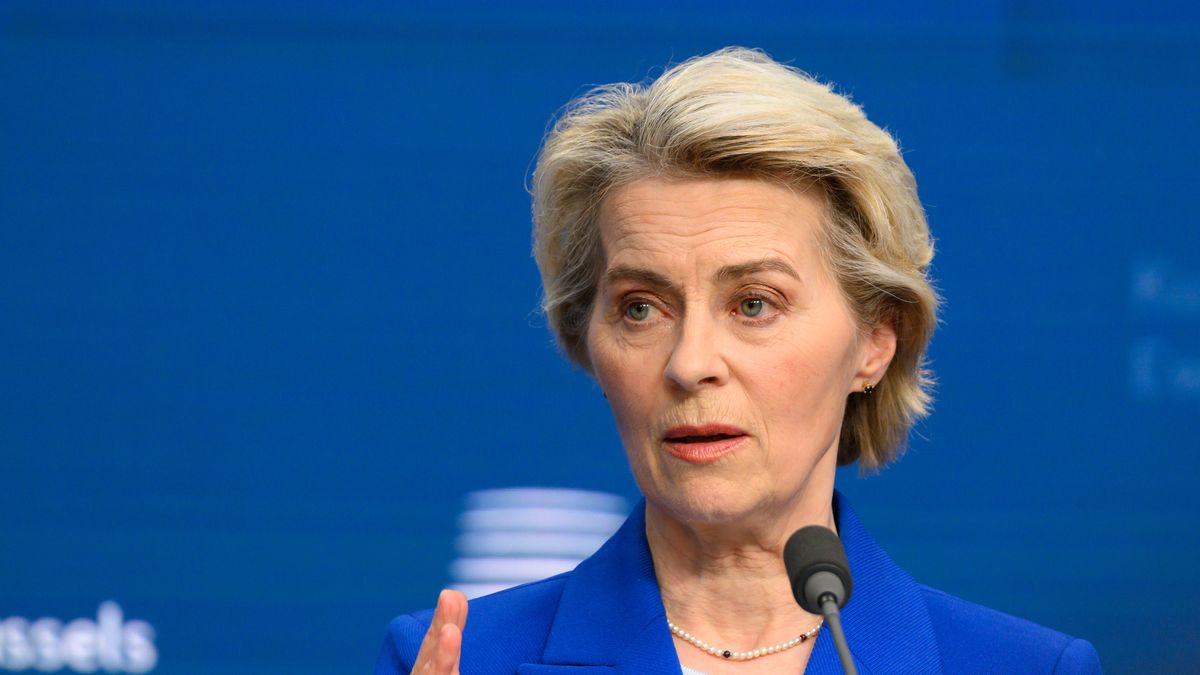 European Commission President Ursula von der Leyen talks to the press at the end of the summit. EU leaders meet in Brussels, Belgium, on December 19, 2024, to discuss Ukraine, the EU in the world, the Middle East, resilience and preparedness, migration, and foreign policy issues. (Photo by Jonathan Raa/NurPhoto via Getty Images)