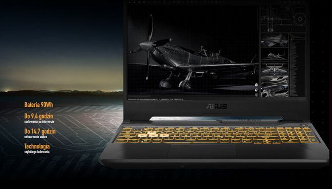 Laptop ASUS TUF Gaming F15 FX506LHB-HN359W 15.6" IPS 144Hz i5-10300H 16GB RAM 512GB SSD GeForce GTX1650 Windows 11 Home 