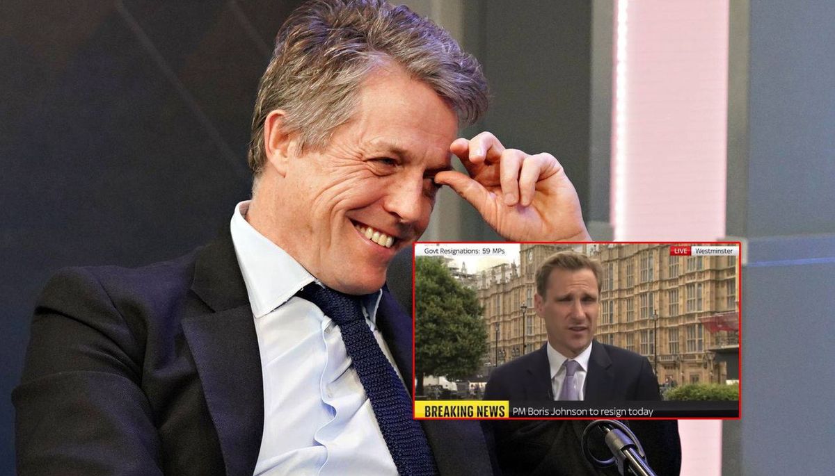 Hugh Grant zainspirował znanego aktywistę, by rezygnację Johnsona podsumował muzyką z Benny Hilla. Muzykę z kultowych skeczów można było usłyszeć w relacjach dziennikarzy informacyjnych 