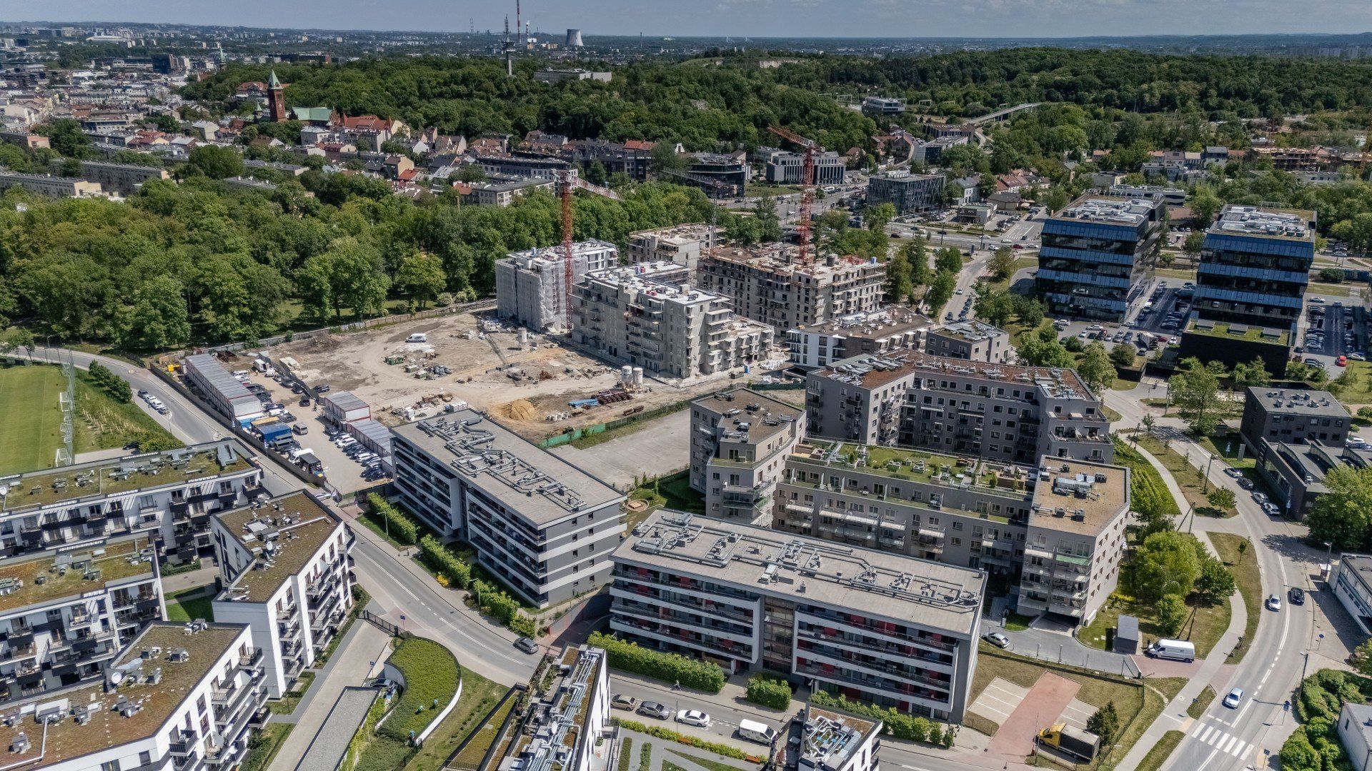 Zabudowa okolic ulicy Rydlówka w Krakowie, stadionu Garbarnii i parku zdrojowego Mateczny