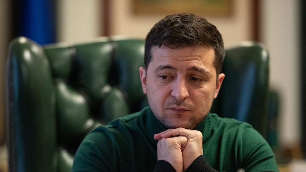 KYIV, UKRAINE - NOVEMBER 30: President of Ukraine Volodymyr Zelensky is seen during an interview on November 30, 2019 in Kyiv, Ukraine. (Photo by Oleksii Furman/Getty Images)