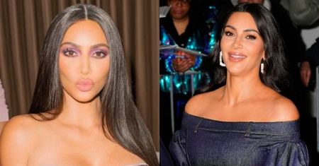 "Skromna" Kim Kardashian promuje urodzinową kolekcję kosmetyków w sukience z WŁASNĄ PODOBIZNĄ (FOTO)
