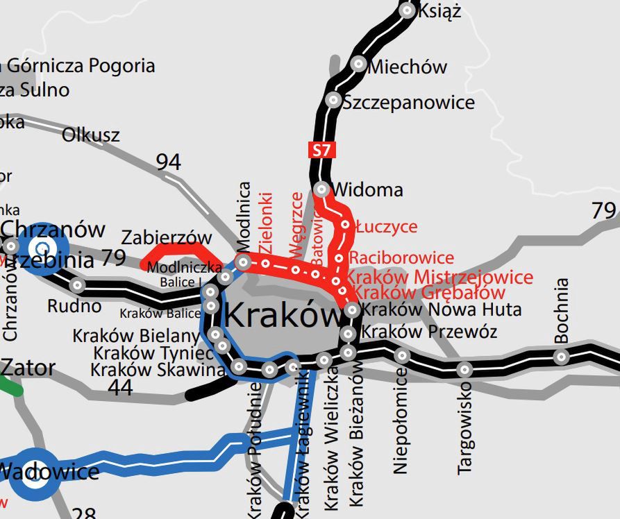 Brakujące odcinki drogi S7 po północnej stronie Krakowa