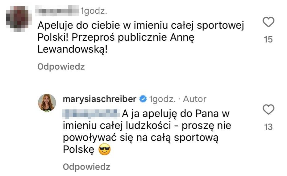 Marianna Schreiber przeprosi Annę Lewandowską? Ostro odpowiedziała internaucie