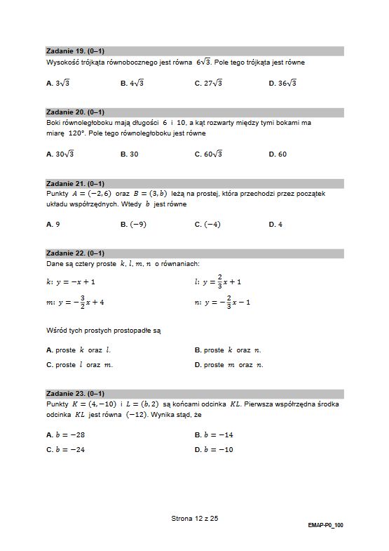 Arkusze maturalne matematyka 2022