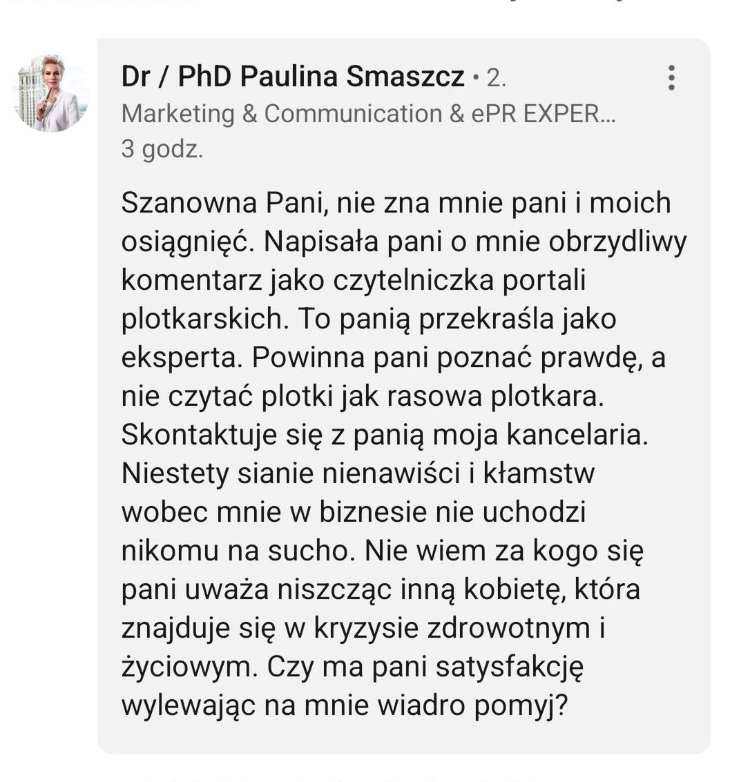 Wymiana zdań pomiędzy Pauliną Smaszcz, a Barbarą Krysztofczyk