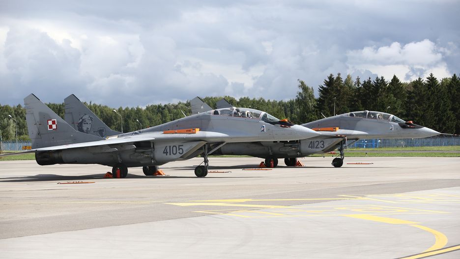 MALBORK, POLAND - AUGUST 27: A view of MIG-29 of Polish Air Forces at 22nd Air Base Command in Malbork, Poland on August 27, 2021. (Photo by Cuneyt Karadag/Anadolu Agency via Getty Images)