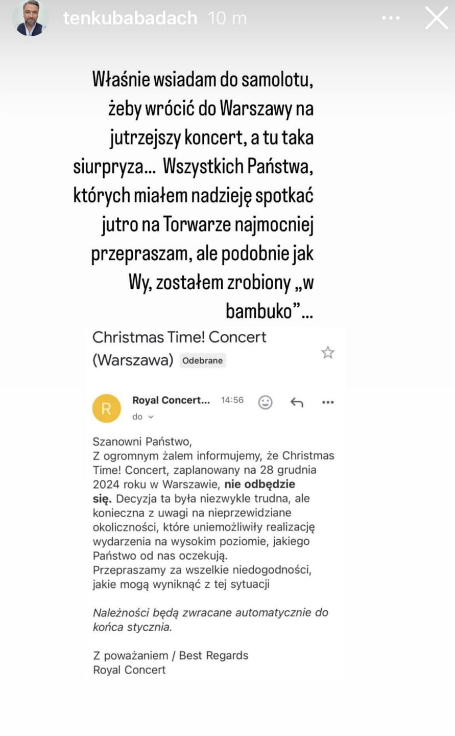 Kolejny koncert z trasy "Christmas Time! Concert" odwołany 