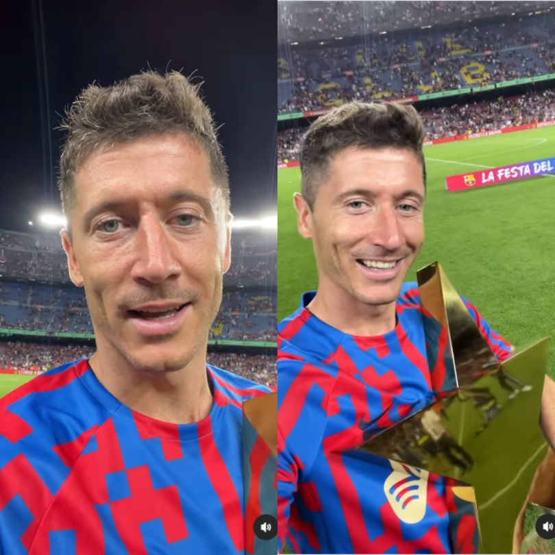 Robert Lewandowski z nagrodą po debiucie na Camp Nou