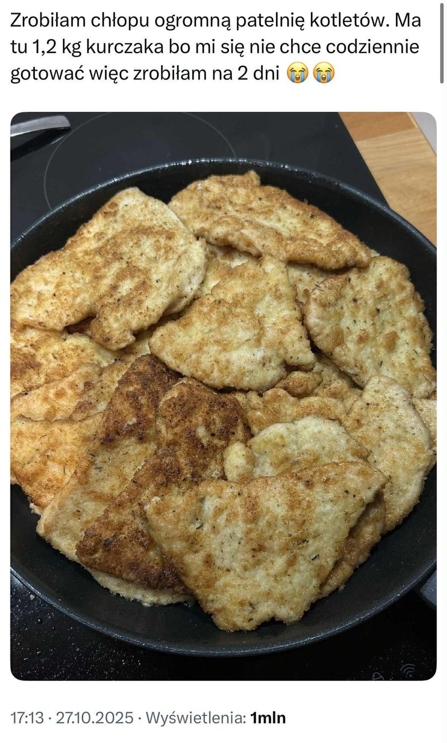 Drama o kotlety. "Zazdroszczę chłopa, który potrafi zjeść dwa dn