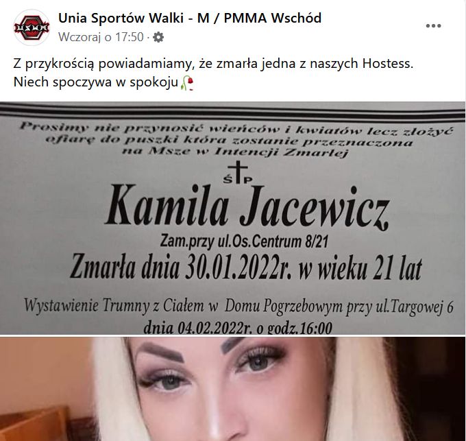 Nekrolog Kamili Jacewicz
