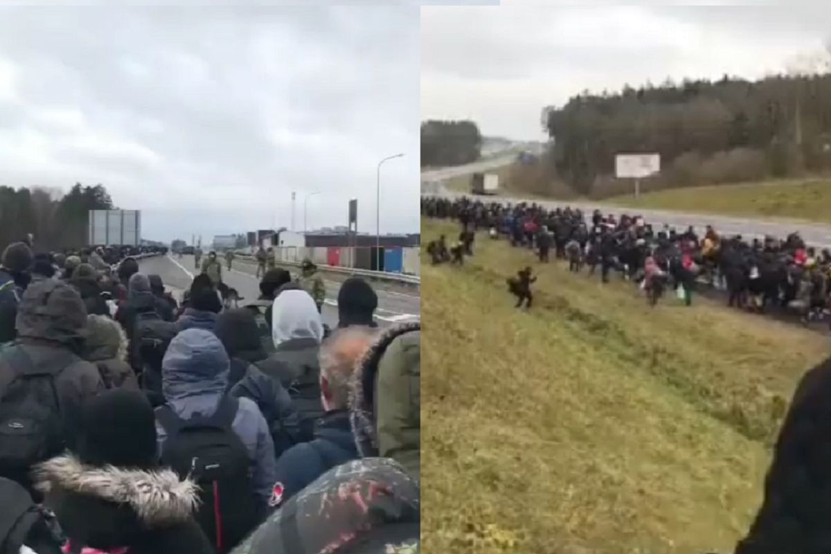 Tłumy migrantów idą w stronę Polski. Niepokojące nagrania z Białorusi
