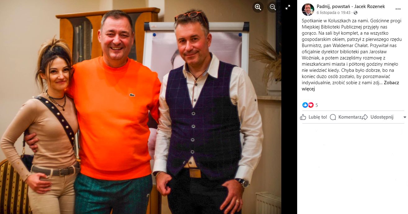 Post na profilu Padnij, powstań - Jacek Rozenek